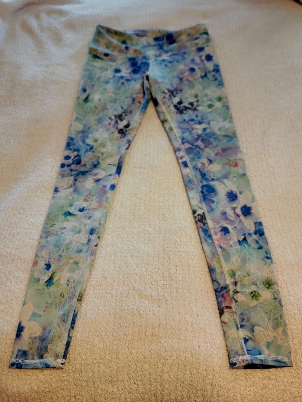 Alo- Women's Floral Print Leggings - Blue Green Purple Pink- Small/ Medium